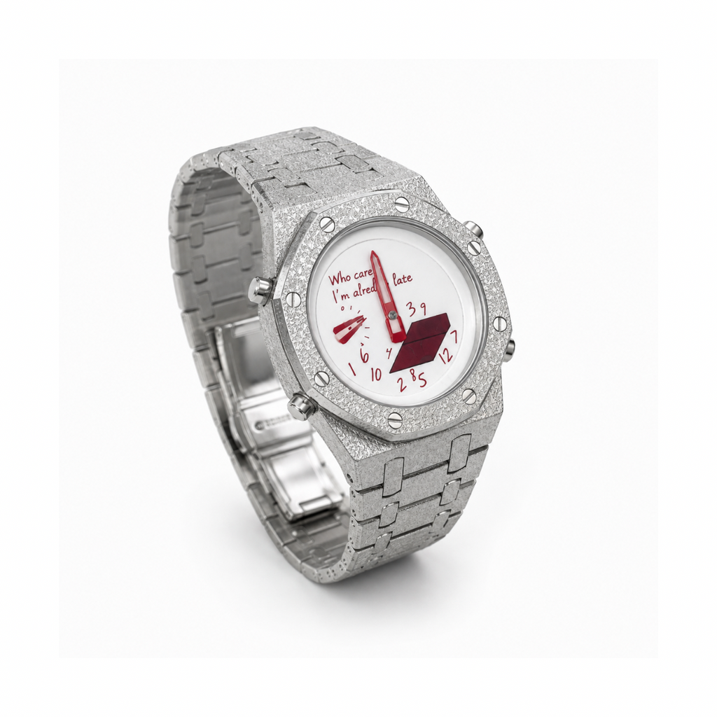 Who Cares – Silver & Red Watch