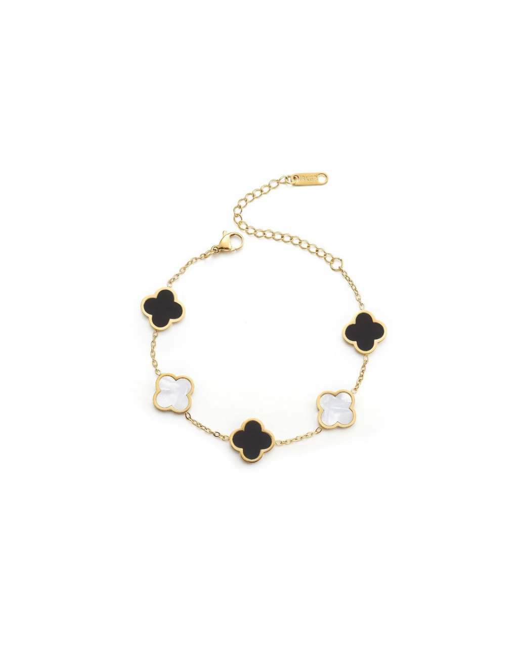 Pulsera Trébol Blanco y Negro