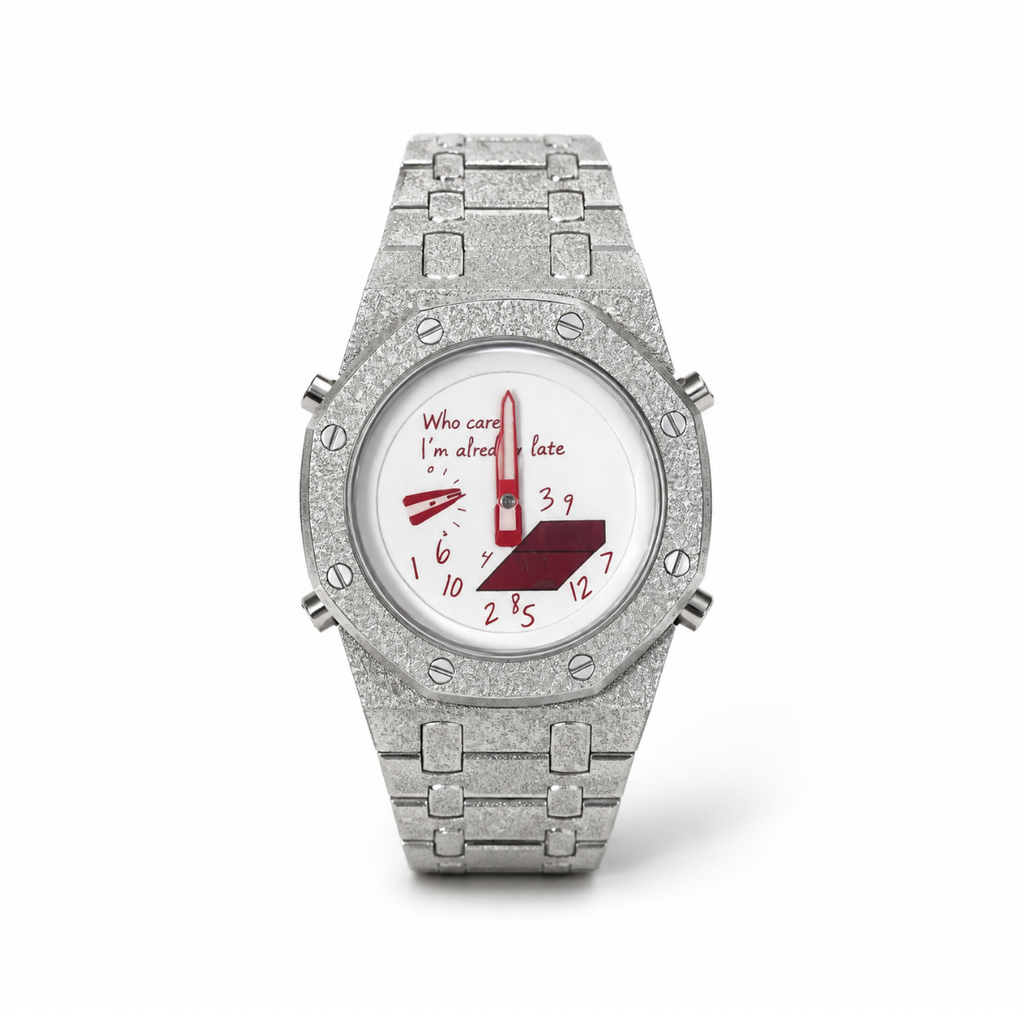 Who Cares – Silver & Red Watch