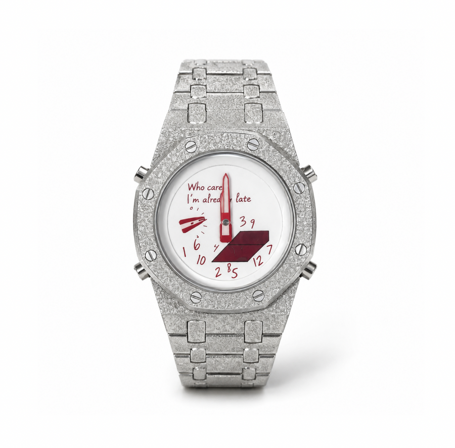 Who Cares – Silver & Red Watch