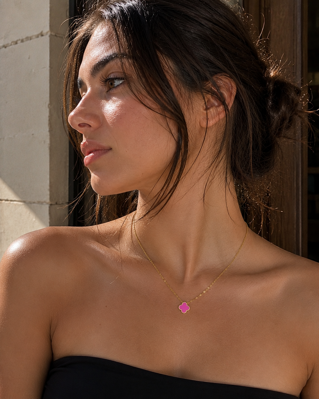 Collar Trébol Rosado